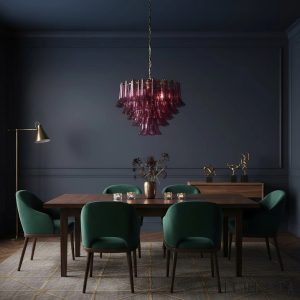 Szklana lampa wisząca Vampa w złotym kolorze, widok struktury od spodu
