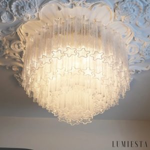 Sufitowe glamour Velluto ze szkła i metalu, zbliżenie na górną część