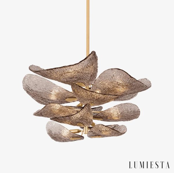 Lampa wisząca metalowo-szklana złoto szara Venezia - widok ogólny