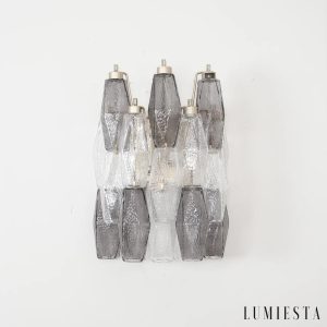 Kinkiet szklano-metalowy Vento dymnoszary, widok z lekkiego skosu
