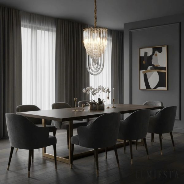 Lampa wisząca glamour Vero z transparentnym szkłem i złotym metalem