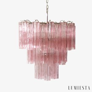 Lampa wisząca różowe szkło glamour Verso, widok od przodu