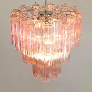 Verso - lampa wisząca glamour z niklowanym stelażem i szklanymi elementami