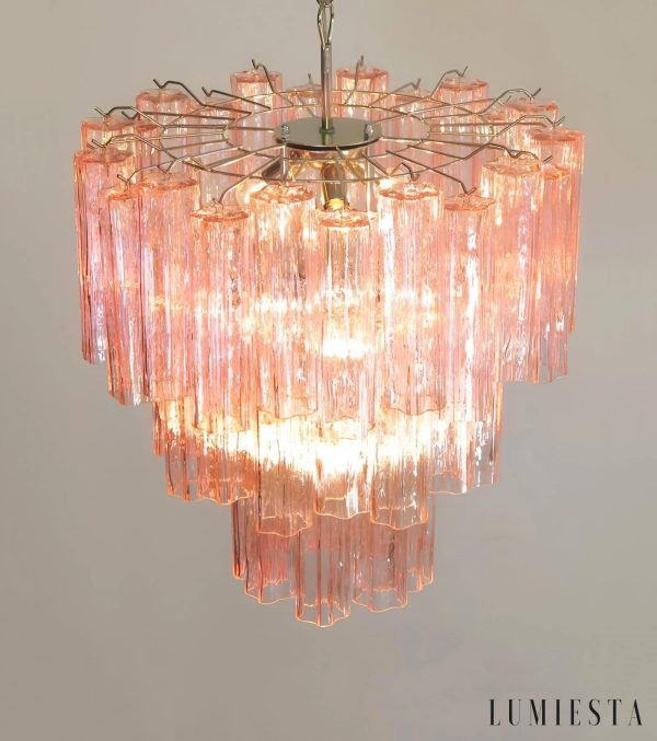 Verso - lampa wisząca glamour z niklowanym stelażem i szklanymi elementami