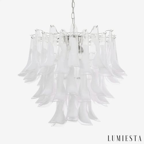 Lampa wisząca szklana niklowana Vesta - widok od przodu, nowoczesna forma do salonu