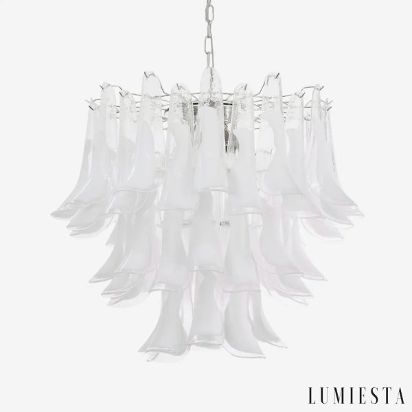 Lampa wisząca szklana niklowana Vesta - widok od przodu, nowoczesna forma do salonu