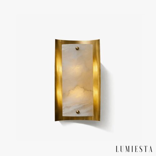 Kinkiet alabastrowy złoty i biały Vesuvianis - lampa wisząca do salonu Ø20 x 40 cm