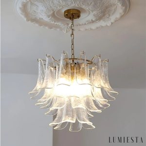 Vesuvio - złota lampa wisząca ze szkła, profil boczny