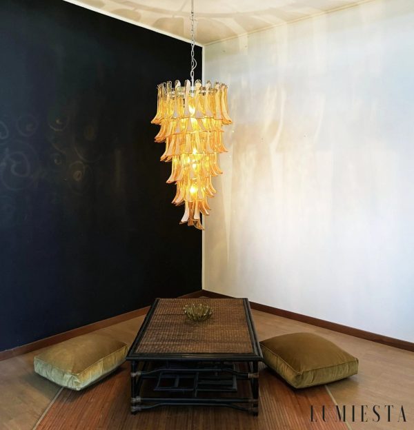 Vetro - lampa wisząca bursztynowe szkło nikiel, widok całej bryły