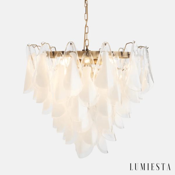 Lampa wisząca złota z białym szkłem do salonu Via Ø75x70 cm