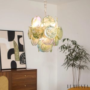 Vicolo - lampa wisząca z niklowym stelażem i kolorowymi szklanymi kloszami