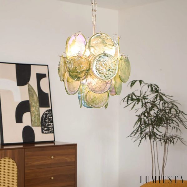 Vicolo - lampa wisząca z niklowym stelażem i kolorowymi szklanymi kloszami