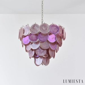 Lampa wisząca Viola ze szklanymi elementami, widok od spodu