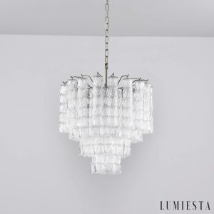 Visione - szklany klosz i metalowa obręcz lampy wiszącej