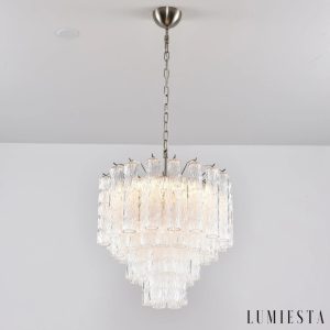 Szklano metalowa lampa wisząca Visione, detal mocowania i zwisu