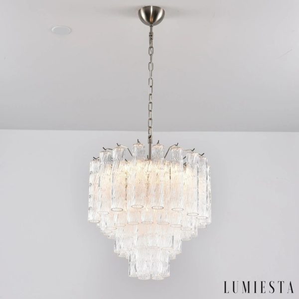 Szklano metalowa lampa wisząca Visione, detal mocowania i zwisu