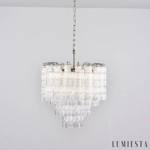 Lampa wisząca Visione szklano metalowa nikiel, widok detalu wykończenia