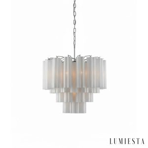 Lampa wisząca Vita - zbliżenie na szkło i niklowe elementy zawieszenia