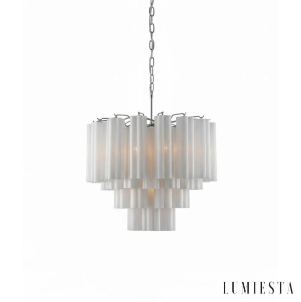 Lampa wisząca Vita - zbliżenie na szkło i niklowe elementy zawieszenia