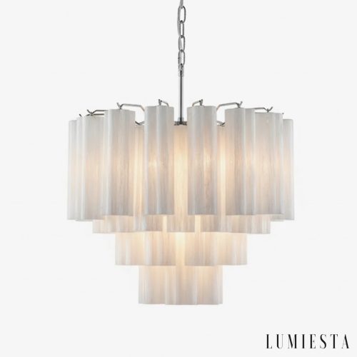 Wisząca lampa metalowa biała Vita, industrialna forma do salonu, średnica 58 cm