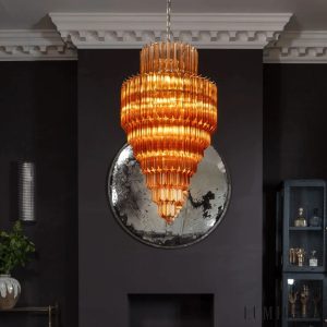 Żyrandol bursztynowy szklany glamour Vulcano Ø60 x 113 cm do salonu i jadalni
