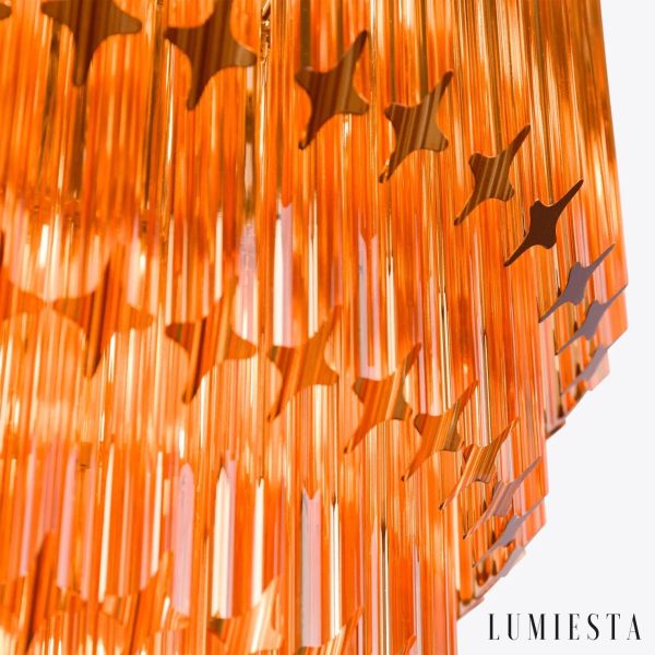 Vulcano - szklane bursztynowe elementy lampy wiszącej glamour