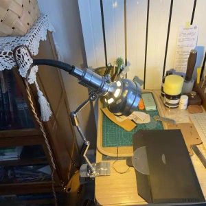 Retro industrial clip-on lamp, adjustable height