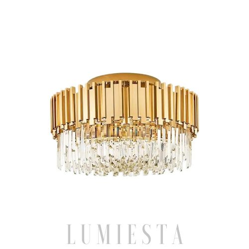 Bourbons ceiling lamp with gold and chrome crystals 81cm