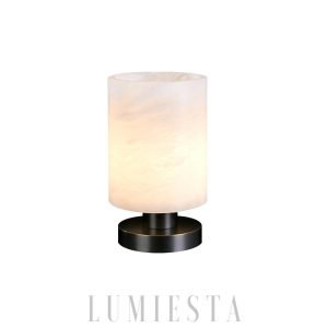 Alabaster cylindrical table lamp 14x24 warm light