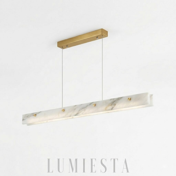 Rapid - Elongated alabaster pendant lamp, white and black, 100/120/150cm, dining table chandelier