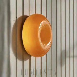 Donut - okrągła szklana lampa stołowa LED, widok pod innym kątem