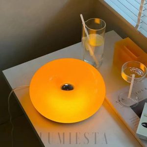 Donut - pomarańczowa szklana lampa stołowa LED w okrągłej formie