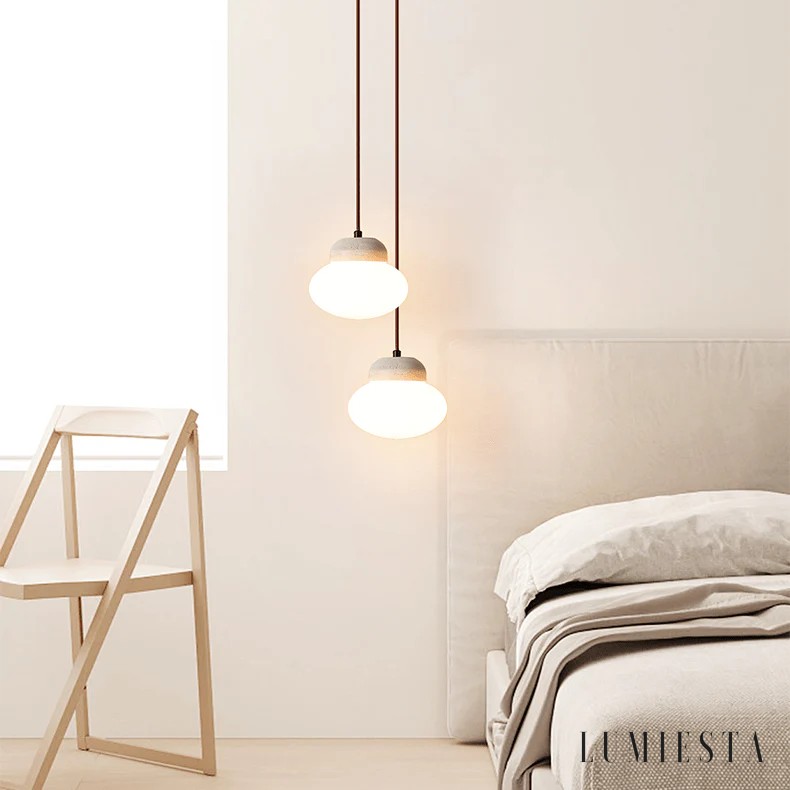 Allia - lampa wisząca trawertynowa kula