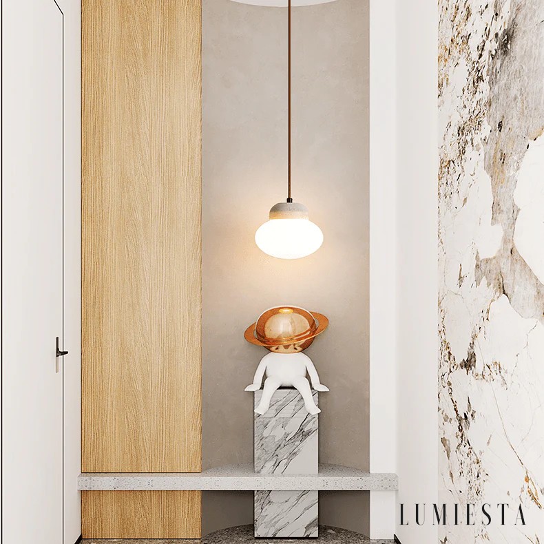 Allia - lampa wisząca trawertynowa kula