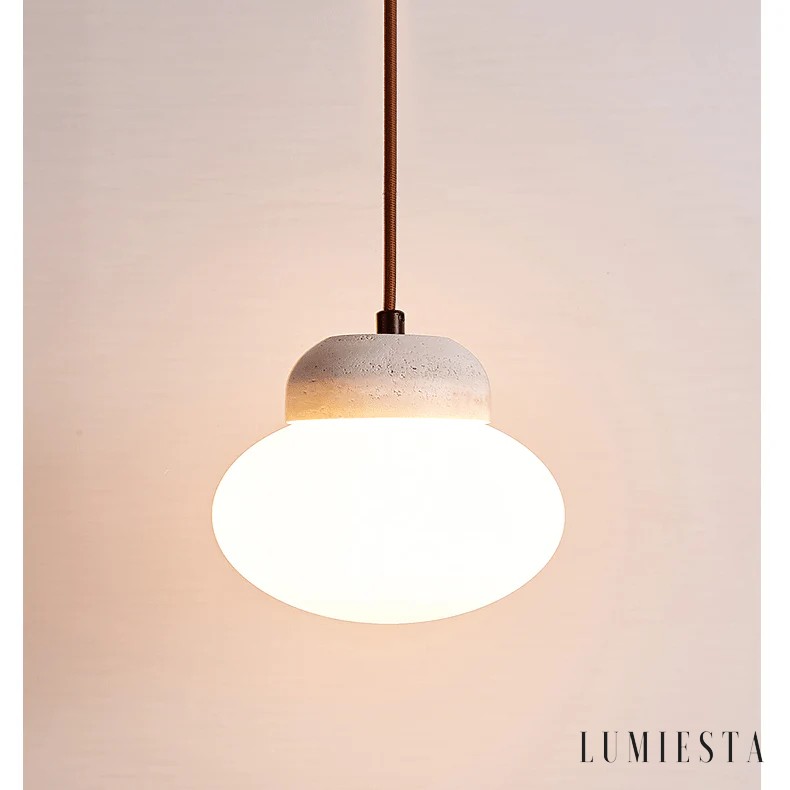 Allia - lampa wisząca trawertynowa kula