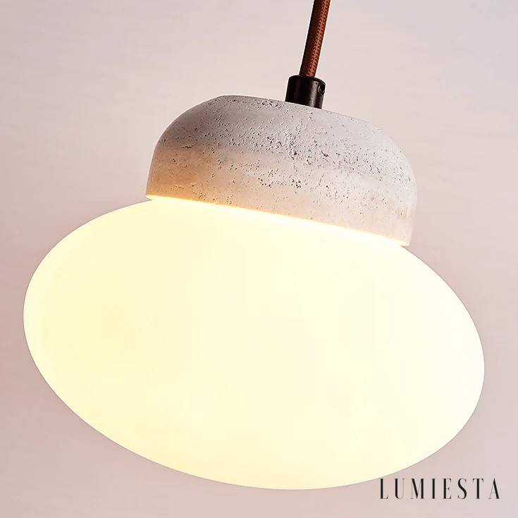 Allia - lampa wisząca trawertynowa kula