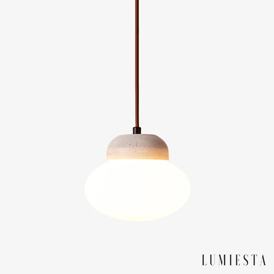 Allia - lampa wisząca trawertynowa kula