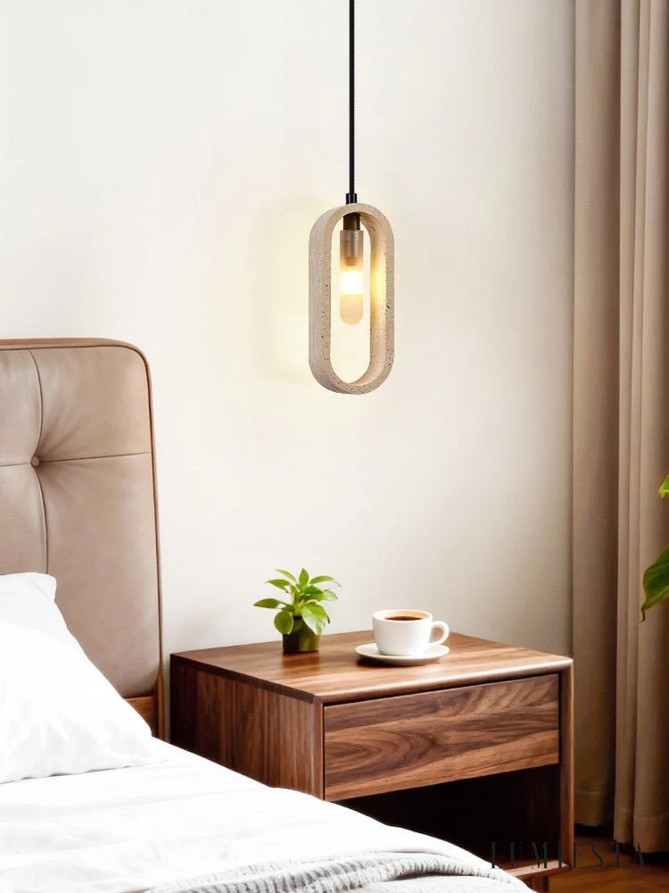 Athia - lampa wisząca z trawertynu o owalnej formie