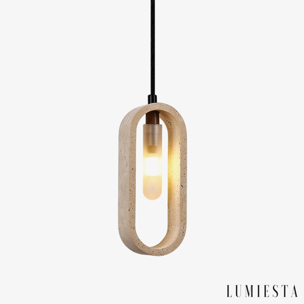 Athia - lampa wisząca z trawertynu o owalnej formie