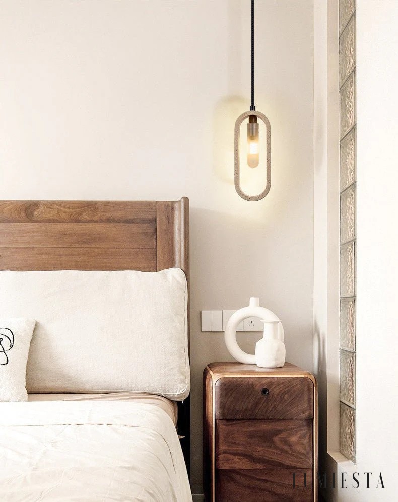 Athia - lampa wisząca z trawertynu o owalnej formie