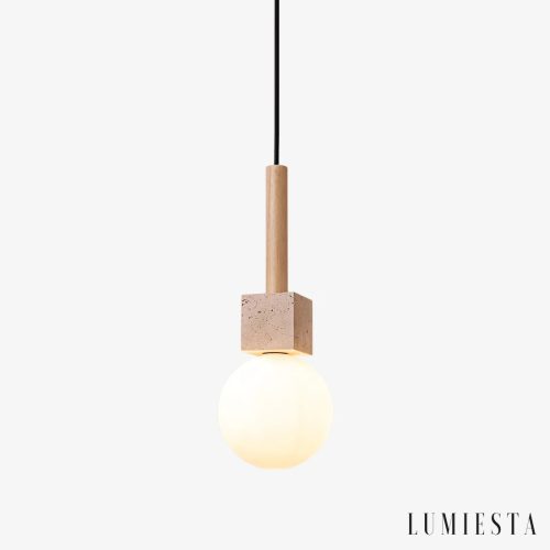 Colia - lampa wisząca trawertynowa kostka z kulą Ø 13 cm
