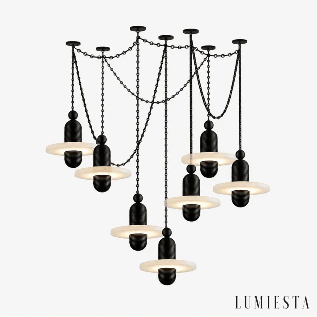 Fascia - chain-hung alabaster chandelier