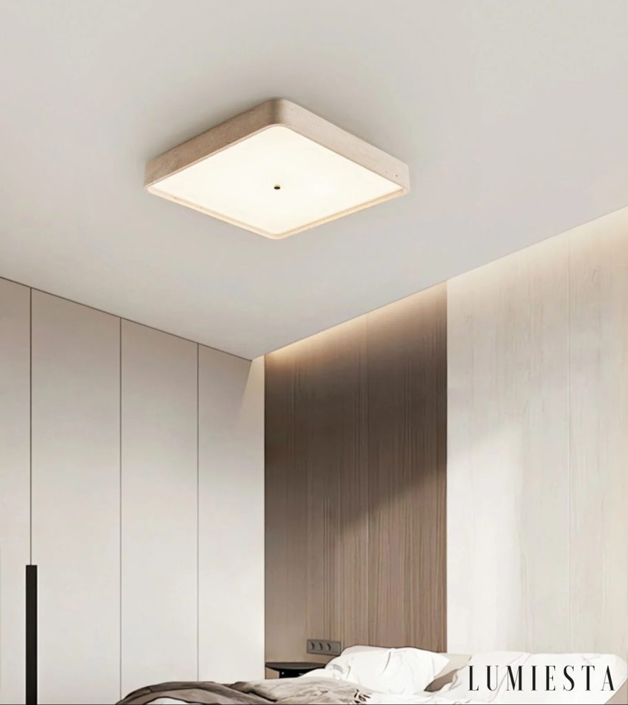 Granadia - lampa sufitowa plafon kwadratowy z trawertynu 38–48 cm