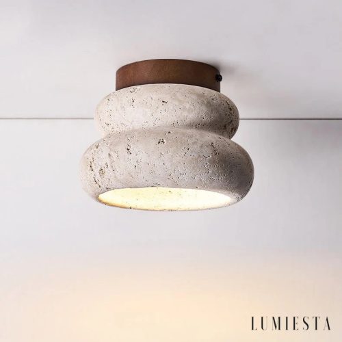 Kwitnaria - lampa sufitowa trawertynowa Ø 16 cm