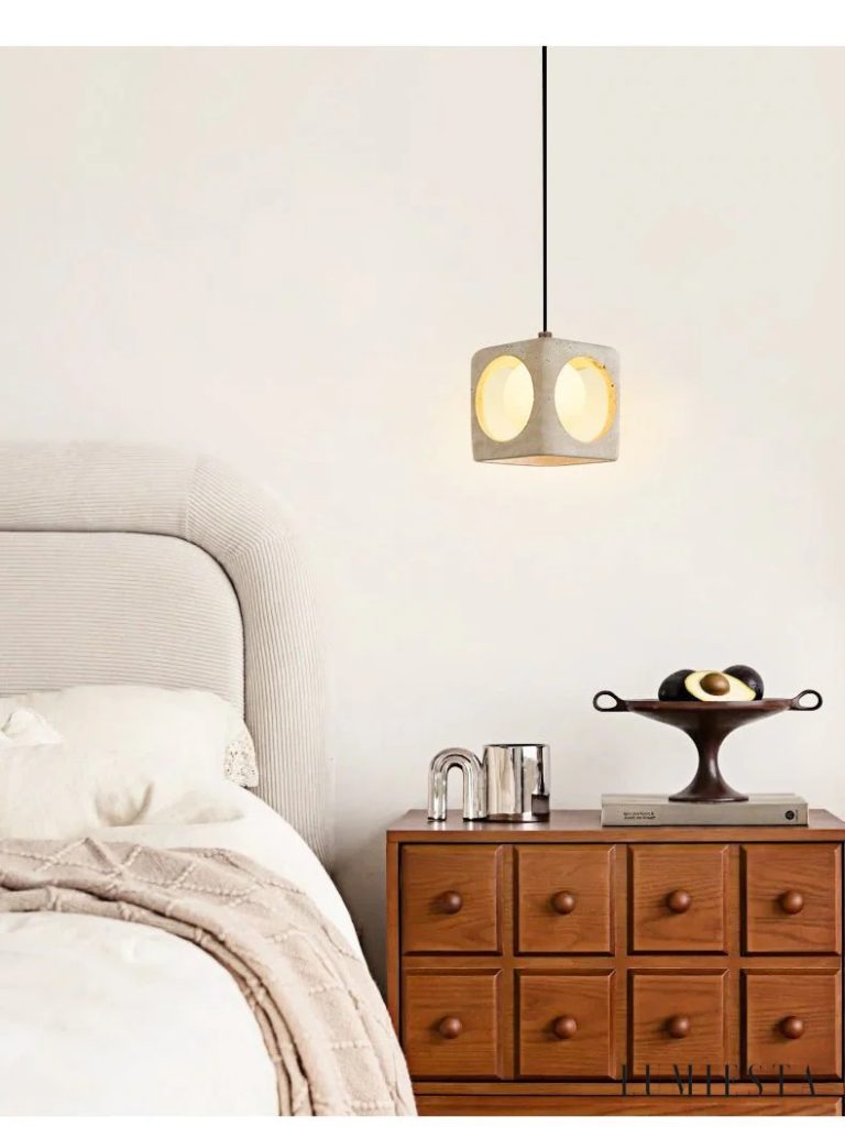 Lagunia - lampa wisząca trawertynowa w formie kostki 15 cm