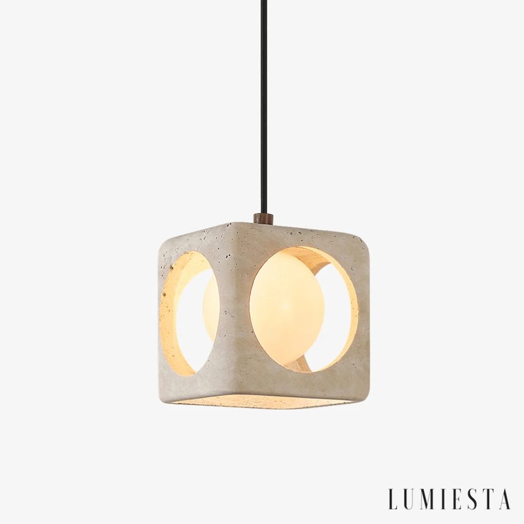 Lagunia - lampa wisząca trawertynowa w formie kostki 15 cm