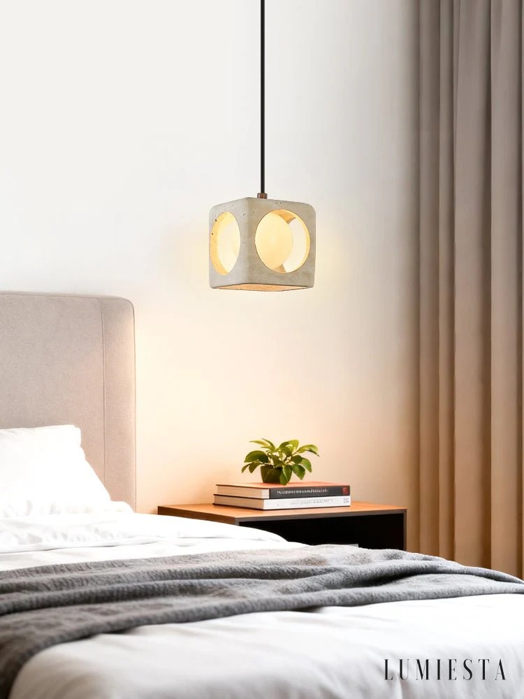 Lagunia - lampa wisząca trawertynowa w formie kostki 15 cm
