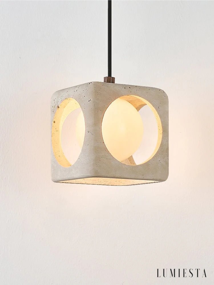 Lagunia - lampa wisząca trawertynowa w formie kostki 15 cm