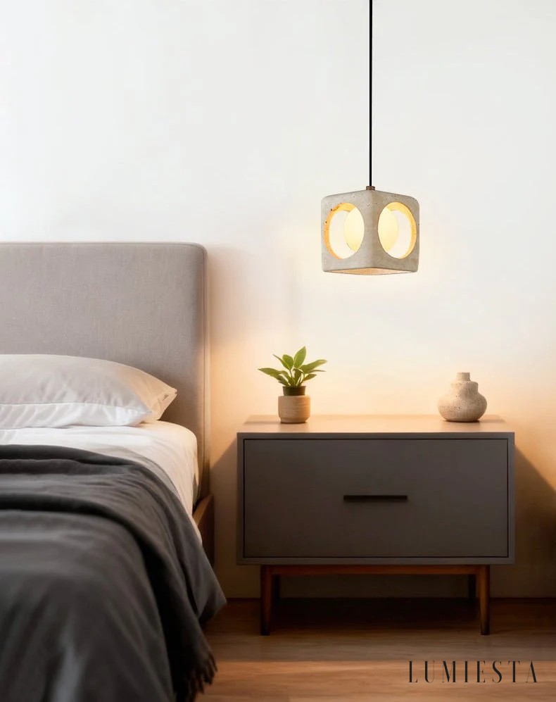 Lagunia - lampa wisząca trawertynowa w formie kostki 15 cm