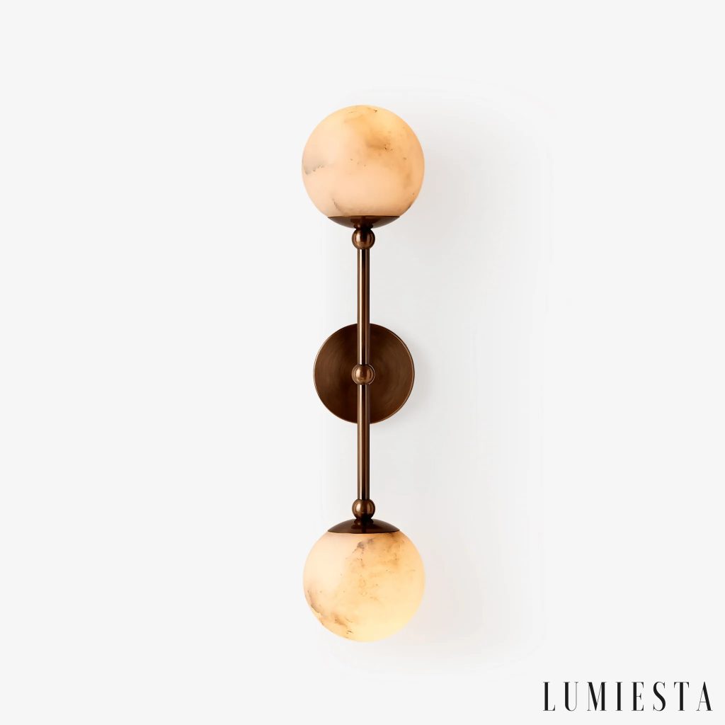 Milania - kinkiet ścienny alabastrowy podwójny Ø 12 cm